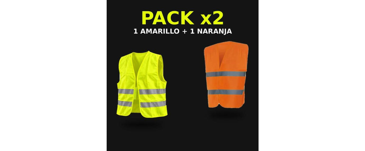 Pack 2 Chalecos Reflectantes para Moto · Piloto + Acompañante
